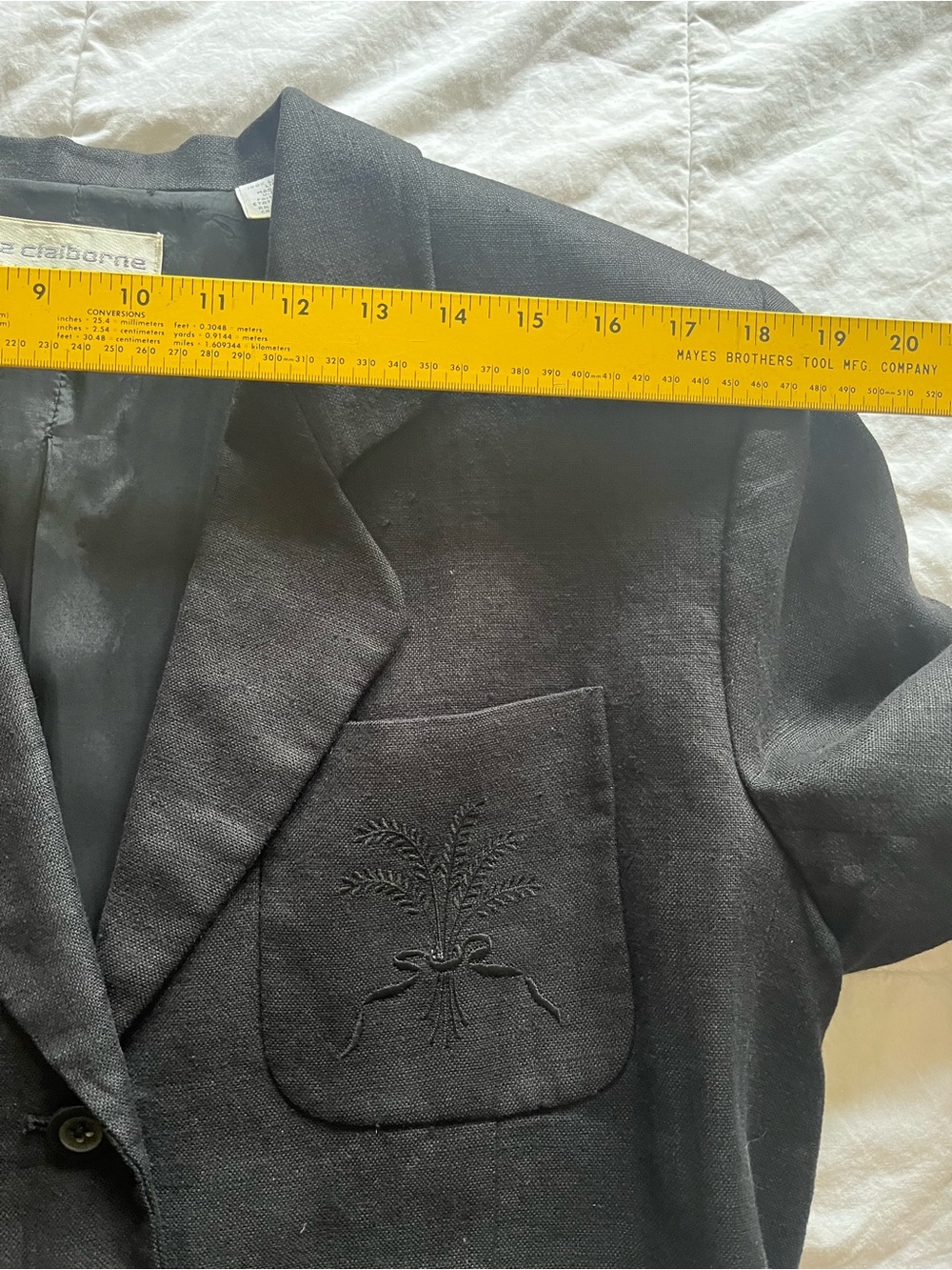 100% Linen Vintage Sz 10 Liz Claiborne Collection Black Tailored Women's Blazer - Picture 10 of 11